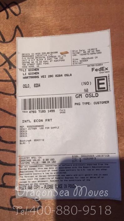 从上海市空运到挪威